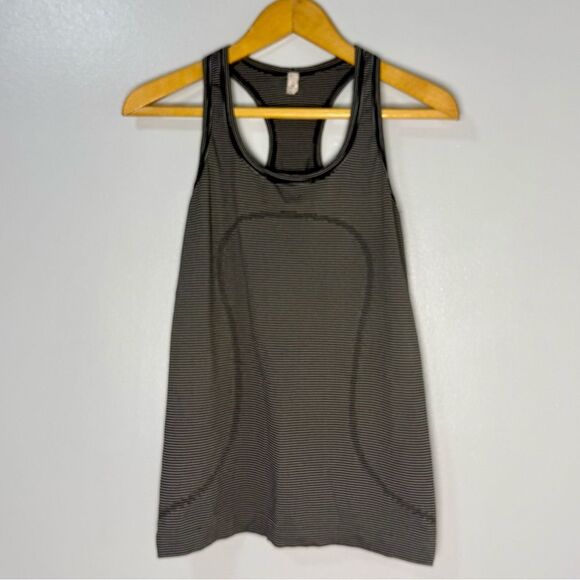 Lululemon Athletica Black and White Striped Swiftly Tech Racerback Tank | 8 - Picture 1 of 7